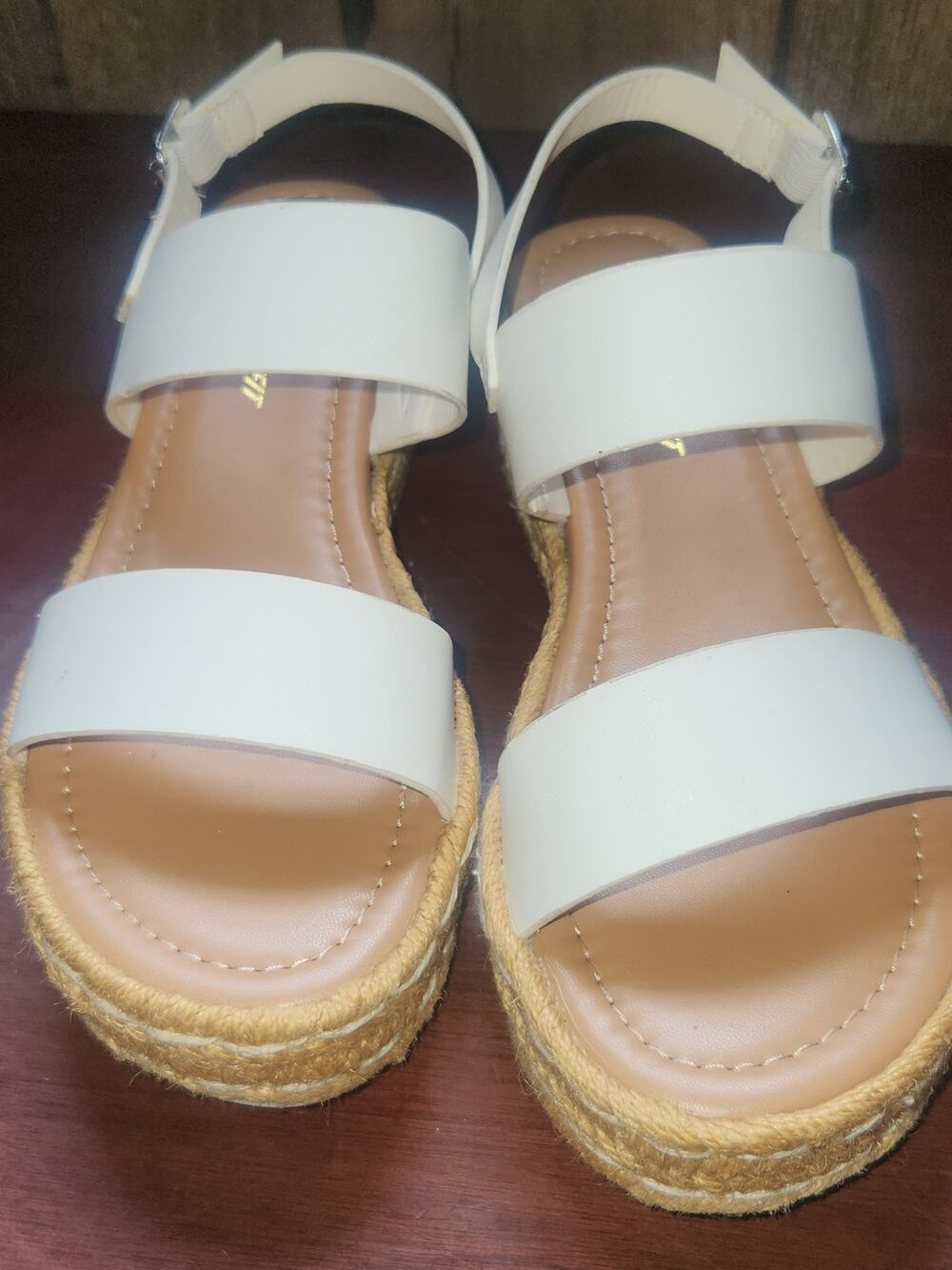Athlefit White Woven Platform Espadrille Sandals Women's Size 6.5